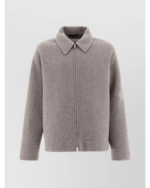 Jil Sander Gray Virgin Wool Double-Breasted Blouson Jacket for men