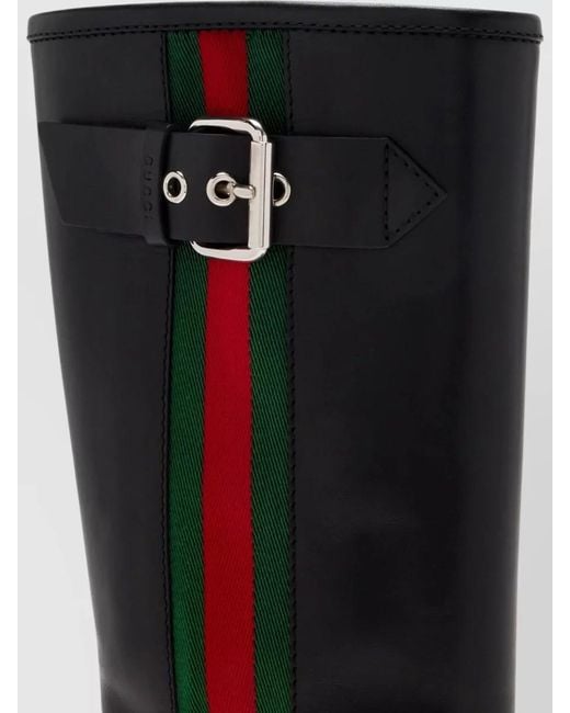Gucci Black Kate Boot Block Heel Buckle Knee