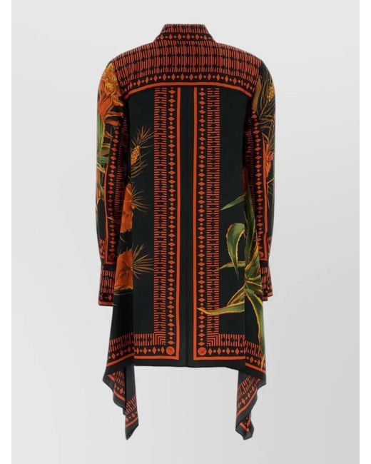 Blumarine Brown Printed Twill Mini Shirt Dress