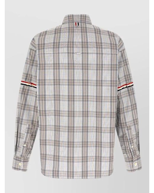 Thom Browne White Rwb Oversized Shirt Button Down Collar for men