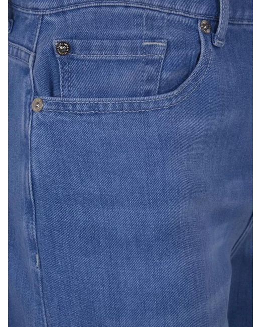 7 For All Mankind Blue Lotta Uncle Cropped Jeans Wide Leg