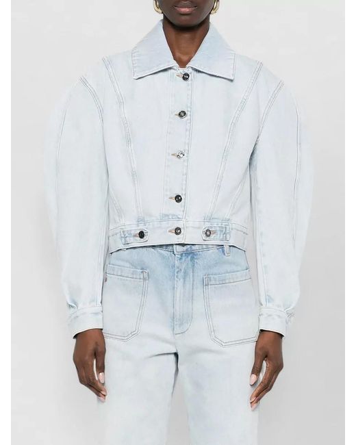 Givenchy Blue Cotton Cropped Jacket