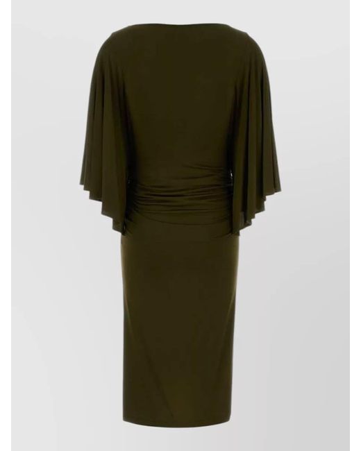 Blumarine Green Jersey Dress Cape Sleeves Knee Length