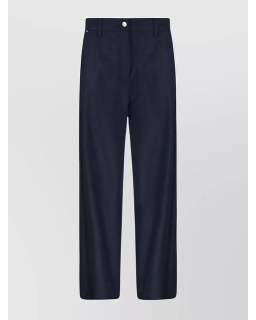 Max Mara Blue Virgin Wool Wide-Leg Trousers