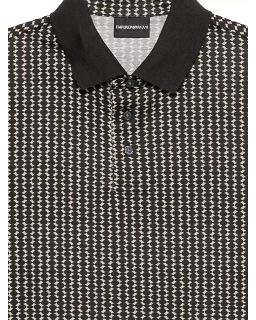 Emporio Armani Black Cotton Blend Polo Shirt for men