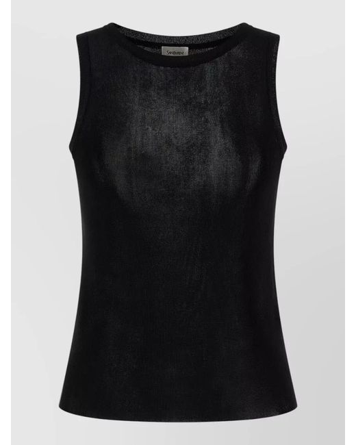 Saint Laurent Black Viscose Cropped Tank Top