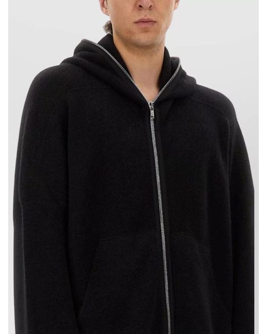 Rick Owens Black Alpaca Wool Oversized Hooded Cardigan for men