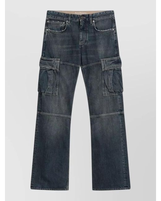 Balenciaga Blue Pants Belt Loops Cargo And Back Pockets