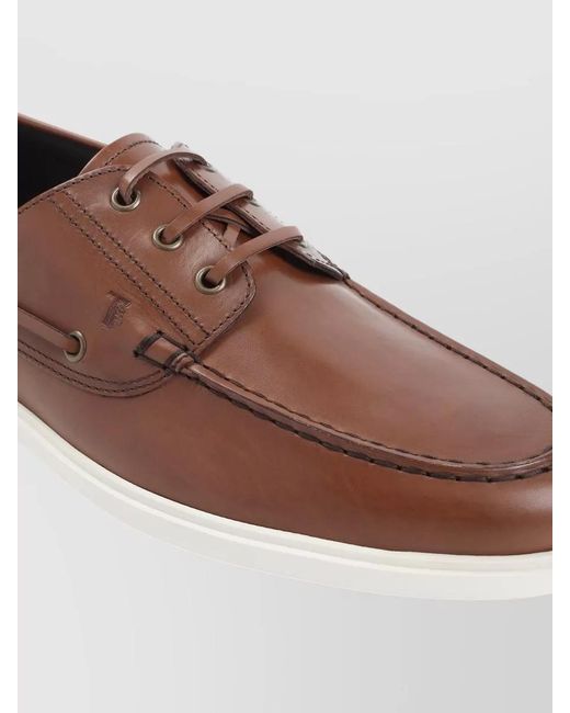 Tod's Brown Leather Boat Loafers for men