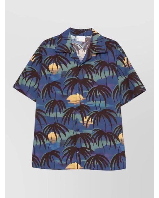 Drole de Monsieur Blue Tropical Camp Collar Shirt for men