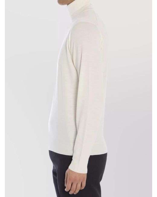 John Smedley White Merino Wool Ribbed Turtleneck Regular-Fit Sweater for men