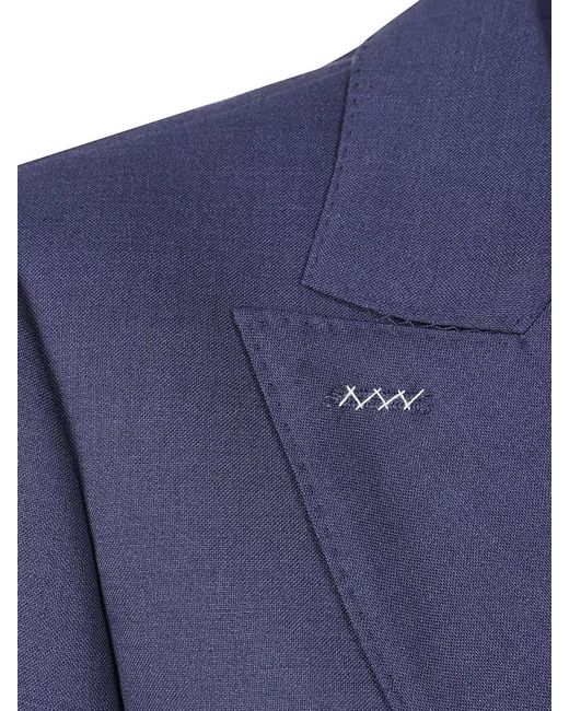 Max Mara Blue Tailored Double Breasted Jacket Notch Lapel