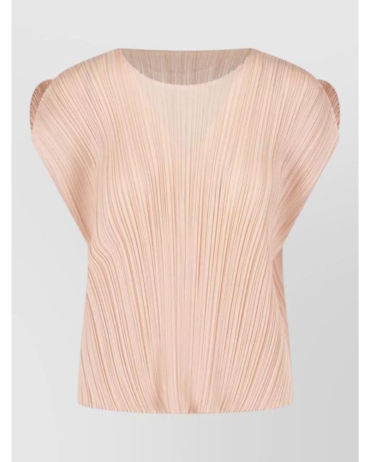 Pleats Please Issey Miyake Natural Long-Sleeve Blouse
