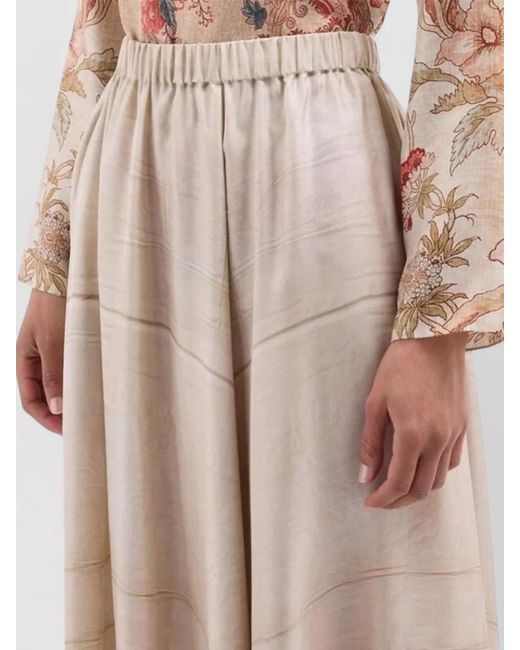 Pierre Louis Mascia Natural Silk Skirt Floral Pattern Maxi Length