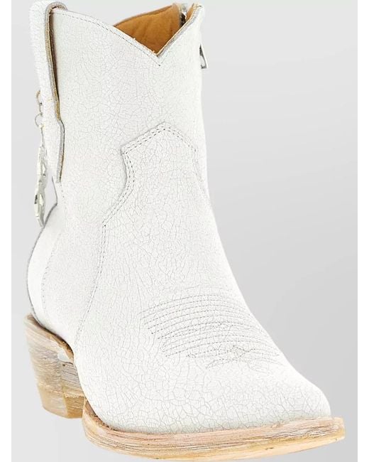 Comme des Garçons Natural Mexicana Ankle Boots Textured Stitching Wooden Heel