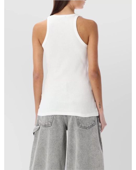 The Attico White Cotton Ribbed Slim-Fit Scoop-Neck Sleeveless Tank Top