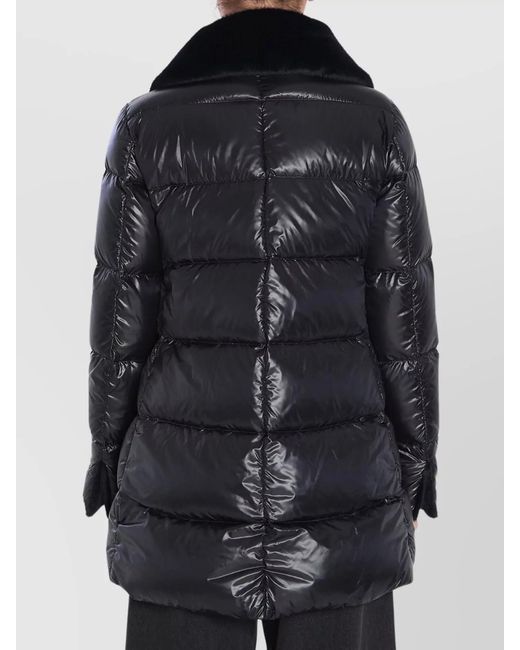 Herno Black Light Puffer With Collar Fur