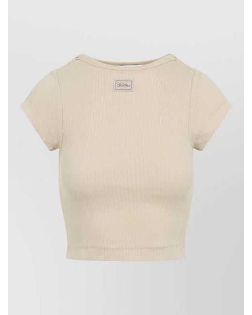 Jean Paul Gaultier Natural Ribbed Cropped Short-Sleeve T-Shirt