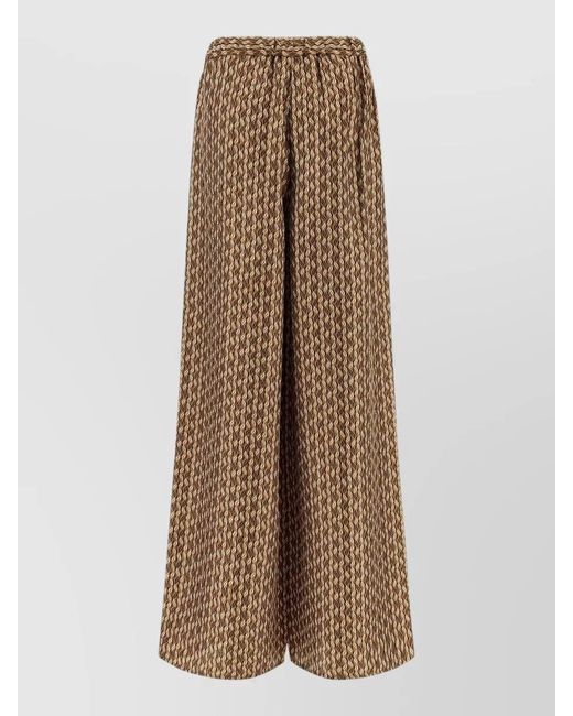 Max Mara Natural Silk High-Rise Wide-Leg Printed Trousers