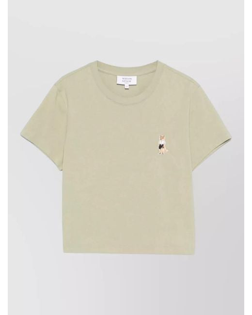 Maison Kitsuné Natural Organic Cotton Embroidered T-Shirt