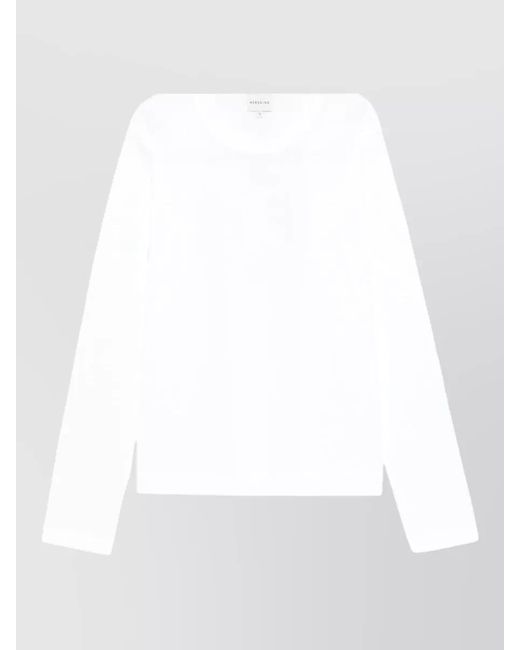 Herskind White Cotton Knit Sweater Long Sleeve Crewneck