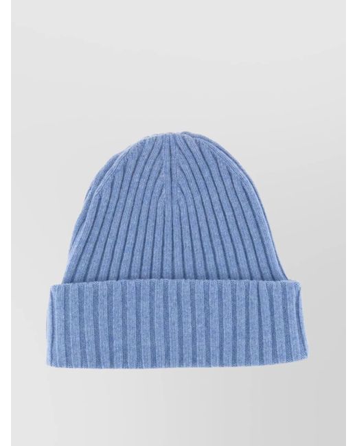 Alexander Wang Blue Woolen Hat With Folded Cuff And Ribbed Texture