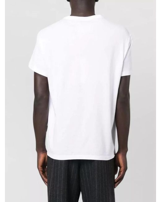 Maison Margiela White Logo Print Cotton T-Shirt for men