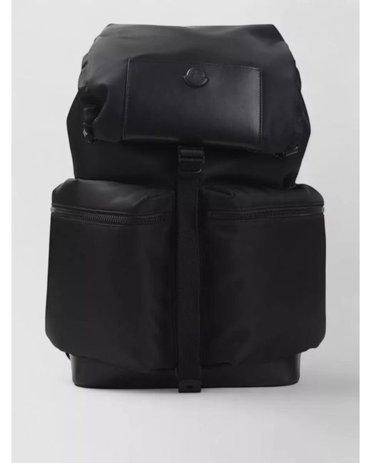 Moncler Black Kenton Nylon Backpack Leather Trim for men