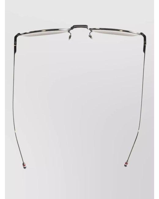 Thom Browne Gray Titanium Rectangular Sunglasses Metal Frame Design for men