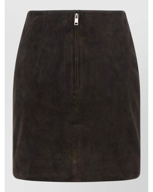 ROTATE BIRGER CHRISTENSEN Black High Waist Skirt Suede Texture Pockets