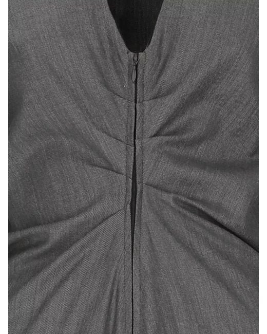 MM6 by Maison Margiela Gray Virgin Wool V-Neck Long-Sleeve Knee-Length Dress