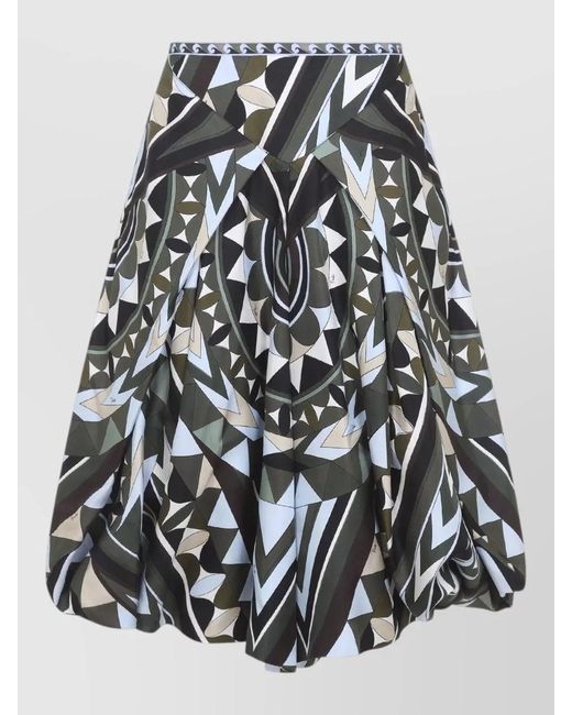 Emilio Pucci Multicolor Silk Satin A Line Balloon Midi Skirt