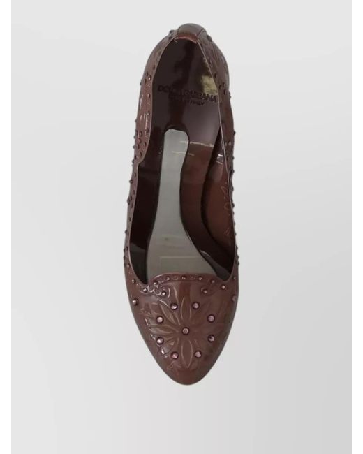 Dolce & Gabbana Brown Floral Crystal-Embellished Pumps