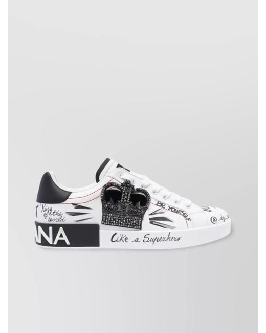 Dolce & Gabbana Metallic Leather Low-Top Sneakers for men