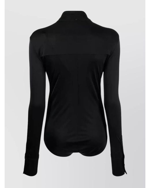Sportmax Black Viscose Shirt Bodysuit