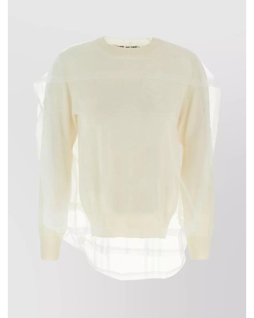 Comme des Garçons White Tulle Wool Jumper