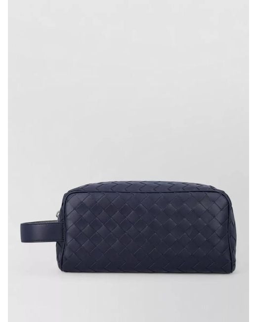 Bottega Veneta Blue Rectangular Calfskin Travel Pouch Top Handle for men