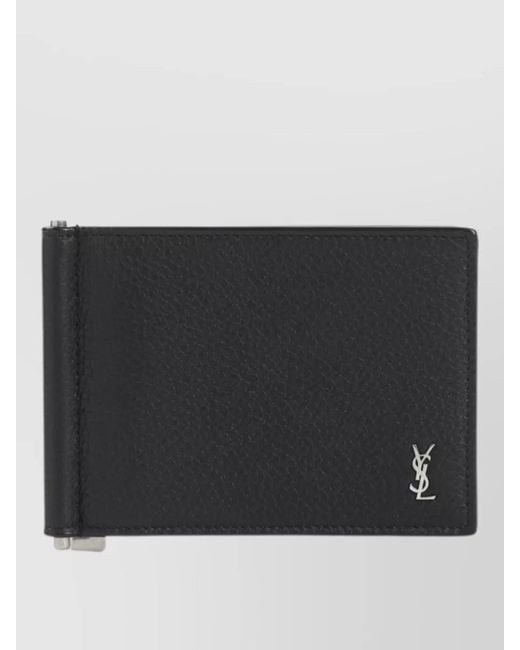 Saint Laurent Black Cassandre Tiny Calf Leather Wallet for men