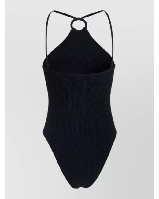 Hunza G Blue Jasmine Halterneck Swimsuit Fabric Hoop