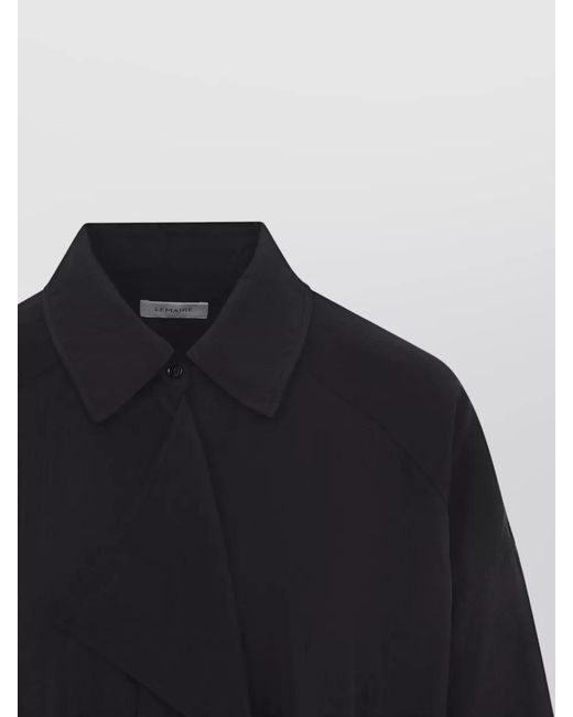 Lemaire Black Silk Asymmetric Belted Shirt Midi Dress