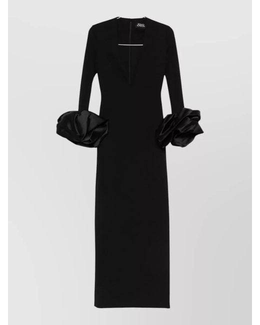 Solace London Black Valerie Maxi Dress Deep V Neckline