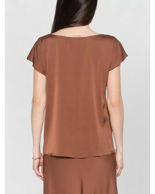 Silk95five Brown Mizner Top Cap Sleeves Cowl Neck