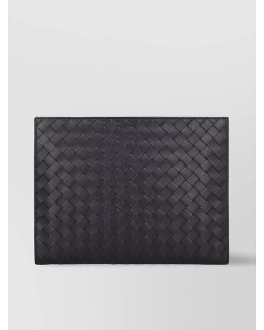 Bottega Veneta Black Leather Intrecciato Clutch Bag for men