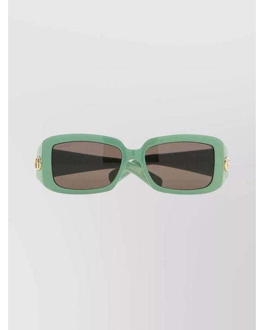 Gucci Green Acetate Rectangle-Frame Sunglasses