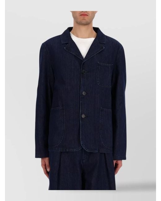 YMC Blue Cotton Regular-Fit Shirt Jacket for men