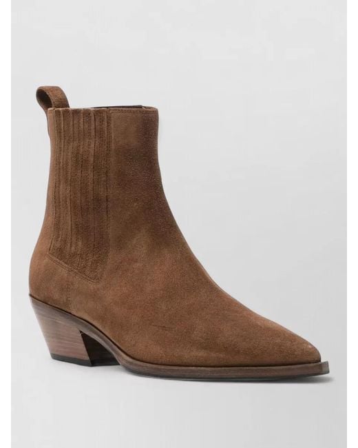 Roberto Festa Brown Ankle Boots Elastic Sides Pointed Toe Pull Tab