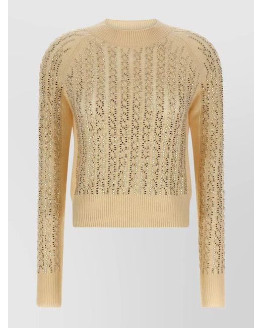 Ermanno Scervino White Studded Cable-Knit Cashmere-Blend Jumper