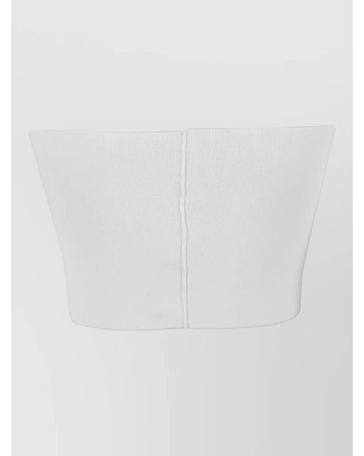 Liviana Conti White Viscose Bandeau Top Ribbed Strapless Design