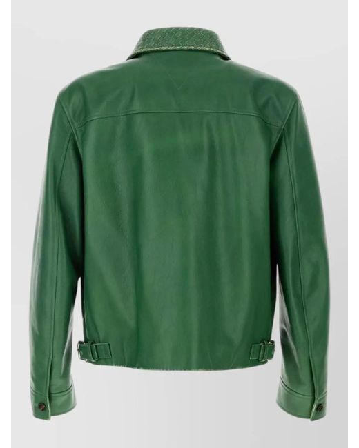 Bottega Veneta Green Leather Jacket for men