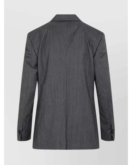Bottega Veneta Blue Chevron Pattern Wool Blazer